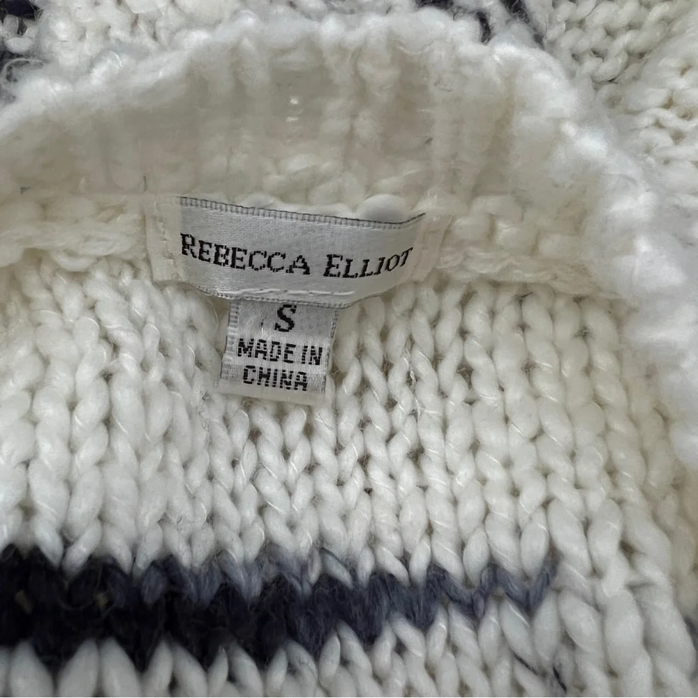 Rebecca Elliot white black fringe sweater